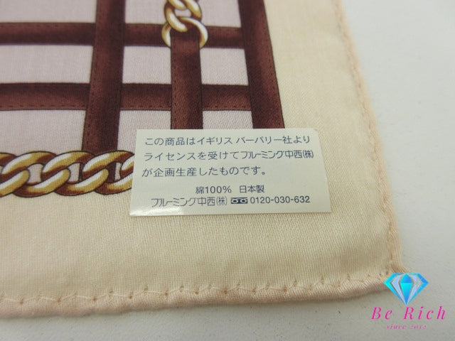 バーバリー BURBERRY ハンカチ チェック柄 アイボリー ブラウン 茶 マルチ ロゴ コットン 綿 小物  【中古】【送料無料】 bh2614