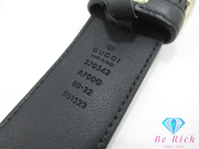 グッチ GUCCI メンズ ベルト 370543 インター ロッキング G バックル GG レザー ブラック 黒 ゴールド 金具 ロゴ ダブル アイコン 小物 紳士 【中古】【送料無料】 bh2642