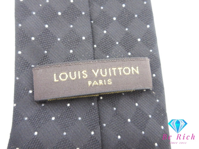 ルイ ヴィトン LOUIS VUITTON ドット柄 ネクタイ ブラック 系 黒 シルク 絹 ロゴ 総柄 ビジネス スーツ 小物  【中古】【送料無料】 bh2678