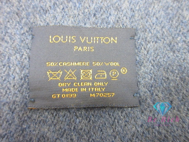 ルイ ヴィトン LOUIS VUITTON エシャルプ モノグラム グラディエント M70257 マフラー ブルー マリーヌ ウール シルク ストール フリンジ 小物  【中古】【送料無料】bh2684