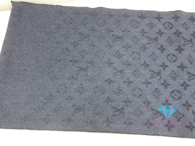 ルイ ヴィトン LOUIS VUITTON エシャルプ モノグラム グラディエント M70257 マフラー ブルー マリーヌ ウール シルク ストール フリンジ 小物  【中古】【送料無料】bh2684