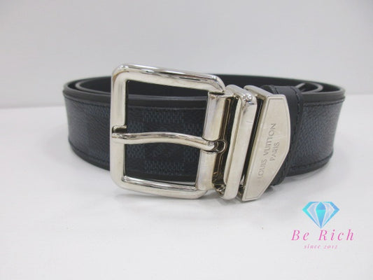 ルイ ヴィトン LOUIS VUITTON ダミエ コバルト サンチュール シドニー メンズ ベルト 35ｍｍ M9569 90/36 黒 ブラック ブルー シルバー 金具 PVC レザー 【中古】【送料無料】 bh2738