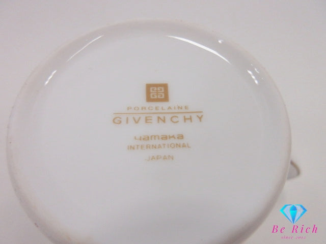 ジバンシィ GIVENCHY トレー 付 コーヒー カップ & ソーサー 5客 セット ホワイト 白 ゴールド 陶器 コップ 皿 紅茶 食器 テーブル ウェア  製陶 【中古】【送料無料】 bh2759