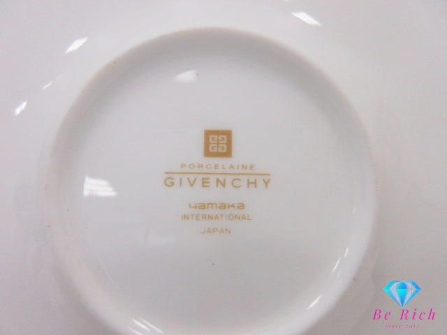 ジバンシィ GIVENCHY トレー 付 コーヒー カップ & ソーサー 5客 セット ホワイト 白 ゴールド 陶器 コップ 皿 紅茶 食器 テーブル ウェア  製陶 【中古】【送料無料】 bh2759