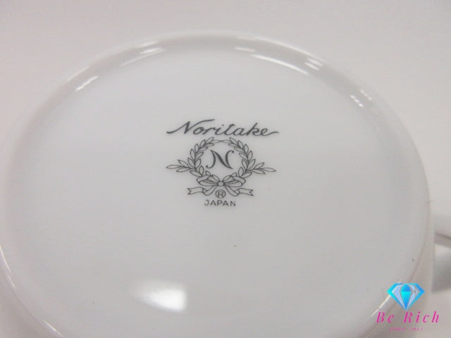 ノリタケ NORITAKE カップ & ソーサー 2客 セット ホワイト 白 ゴールド シルバー ペア 陶器 コップ 皿 食器 テーブル ウェア  製陶 【中古】【送料無料】 bh2760
