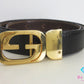 グッチ GUCCI メンズ ベルト 11523 GG メンズ ベルト レザー 黒 ブラック ゴールド 金具 ロゴ 小物 紳士 【中古】【送料無料】 bh2764