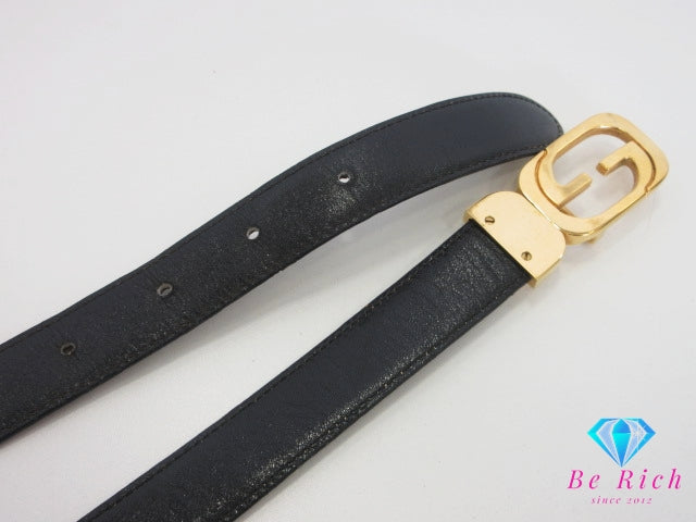 グッチ GUCCI メンズ ベルト 11523 GG メンズ ベルト レザー 黒 ブラック ゴールド 金具 ロゴ 小物 紳士 【中古】【送料無料】 bh2764