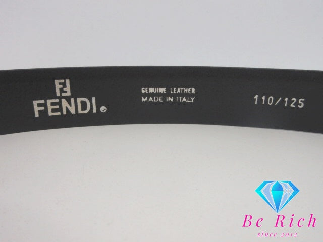 フェンディ FENDI メンズ ベルト 110/125 ブラック 黒 レザー トップ式 シルバー バックル ズッカ F ロゴ 小物 紳士 【中古】【送料無料】 bh2803