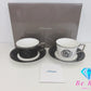 ノリタケ NORITAKE エイダン ティー カップ & ソーサー 2客 セット ホワイト 白 ブラック 黒 シルバー ペア 陶器 コップ 皿 紅茶 食器 テーブル ウェア  製陶 【中古】【送料無料】 bh2813