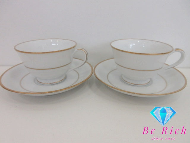 ノリタケ NORITAKE ティー カップ & ソーサー 6客 セット ホワイト 白 ゴールド 陶器 コップ 皿 紅茶 食器 テーブル ウェア  製陶 【中古】【送料無料】 bh2813