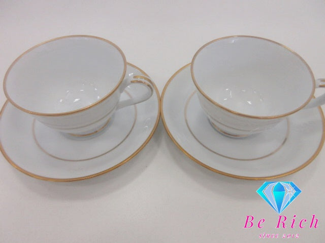 ノリタケ NORITAKE ティー カップ & ソーサー 6客 セット ホワイト 白 ゴールド 陶器 コップ 皿 紅茶 食器 テーブル ウェア  製陶 【中古】【送料無料】 bh2813