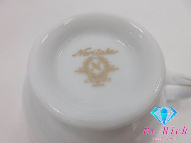 ノリタケ NORITAKE ティー カップ & ソーサー 6客 セット ホワイト 白 ゴールド 陶器 コップ 皿 紅茶 食器 テーブル ウェア  製陶 【中古】【送料無料】 bh2813