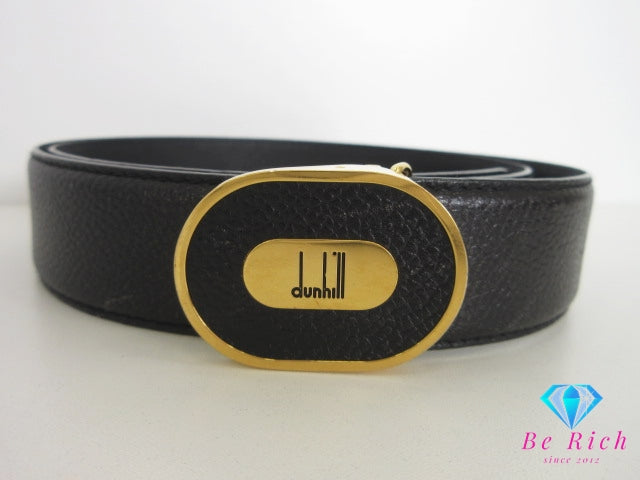 ダンヒル dunhill メンズ ベルト レザー ブラック 黒 ゴールド 金具 トップ式 バックル ロゴ 小物 紳士 【中古】【送料無料】 bh2863