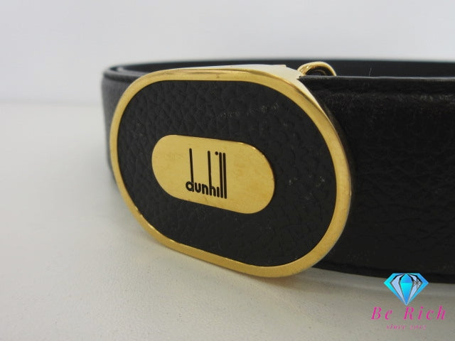 ダンヒル dunhill メンズ ベルト レザー ブラック 黒 ゴールド 金具 トップ式 バックル ロゴ 小物 紳士 【中古】【送料無料】 bh2863