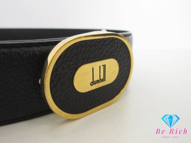 ダンヒル dunhill メンズ ベルト レザー ブラック 黒 ゴールド 金具 トップ式 バックル ロゴ 小物 紳士 【中古】【送料無料】 bh2863