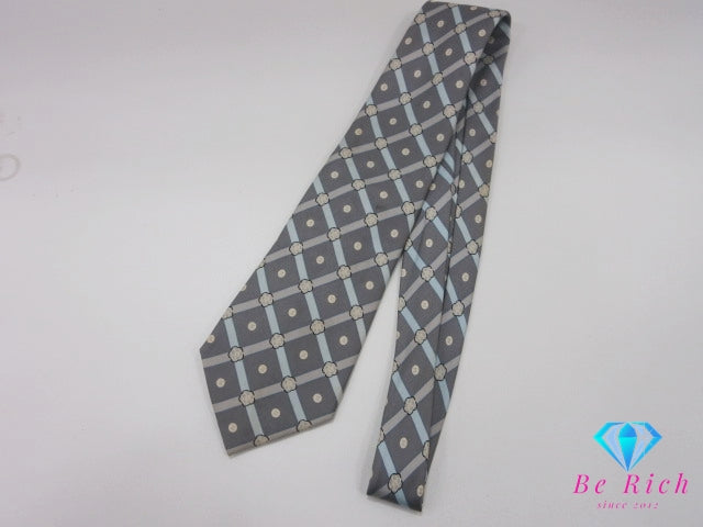 シャネル CHANEL ネクタイ 総柄 ココマーク ロゴ グレー系 シルク 絹 ビジネス スーツ ファッション 小物 紳士 メンズ 【中古】【送料無料】 bh2889