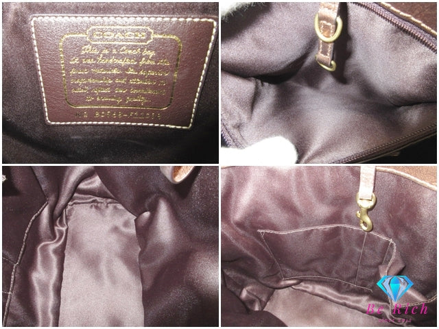 コーチ COACH トートバッグ  11098  シグネチャー ブラウン 茶 キャンバス レザー ロゴ ハンドバッグ 鞄 手提げ【中古】【送料無料】 bk10005