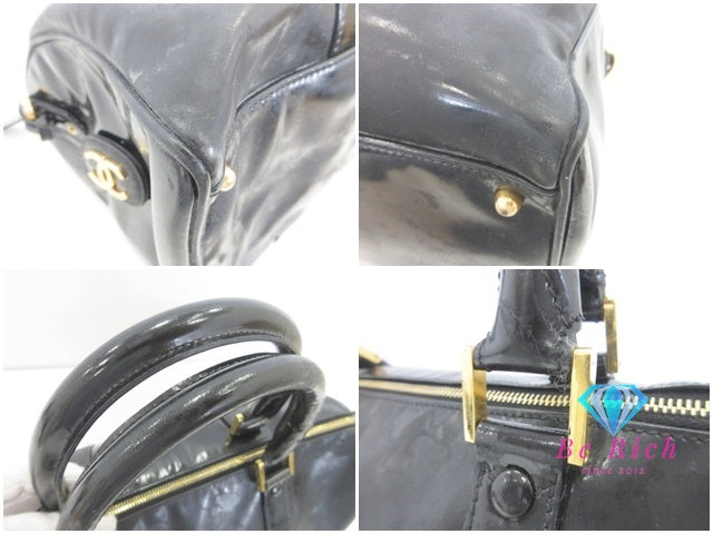シャネル CHANEL 2way ボストン バッグ パテント レザー ブラック 黒 ココマーク CC ロゴ ハンドバッグ ショルダーバッグ 鞄 【中古】【送料無料】 bk10012