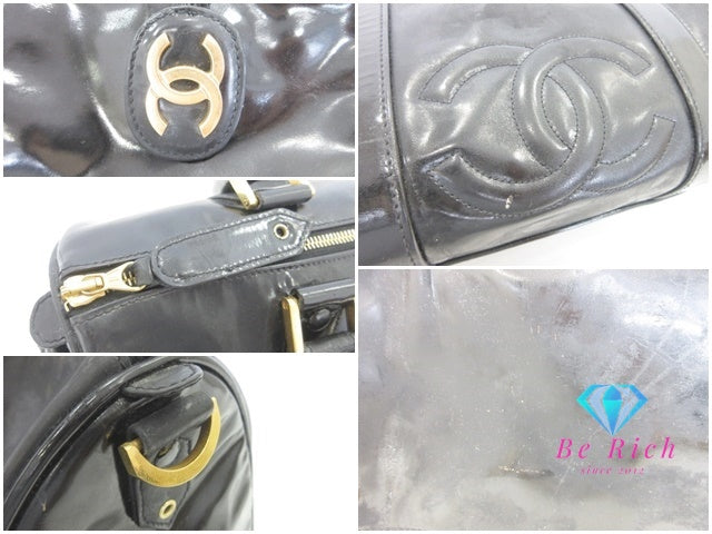 シャネル CHANEL 2way ボストン バッグ パテント レザー ブラック 黒 ココマーク CC ロゴ ハンドバッグ ショルダーバッグ 鞄 【中古】【送料無料】 bk10012