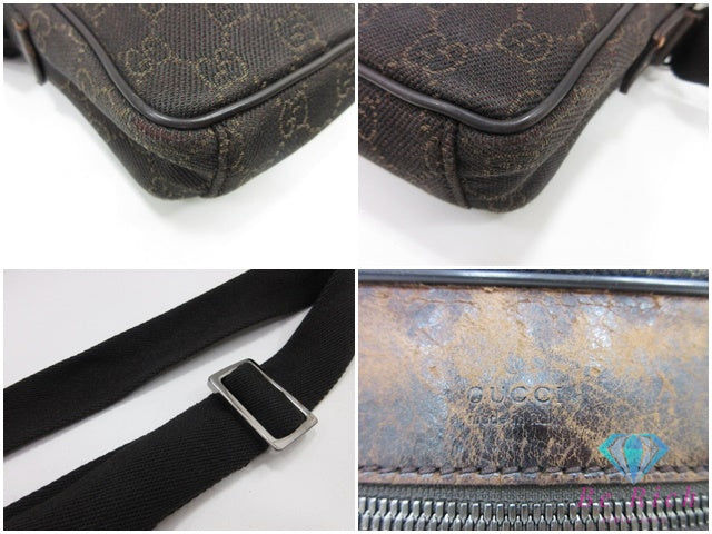 グッチ GUCCI ショルダーバッグ 101680 GG 茶 ブラウン キャンバス レザー ロゴ 肩掛け 斜め掛け クロスボディ 鞄 【中古】【送料無料】bk10025