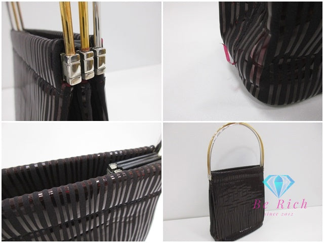 カルティエ Cartier トリニティ ストライプ ハンドバッグ パーティーバッグ ボルドー ナイロン レザー パテント ロゴ 鞄 【中古】【送料無料】 bk10041