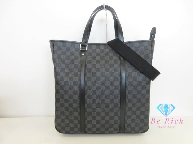 美品 ルイ ヴィトン LOUIS VUITTON ダミエ グラフィット タダオ N51192 LV ロゴ 2way トートバッグ ショルダーバッグ ブラック 黒 グレー メンズ ビジネス 鞄 【中古】【送料無料】 bk10064
