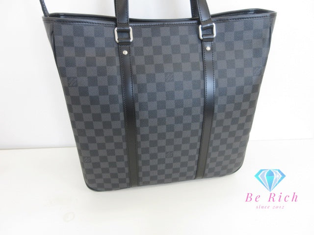美品 ルイ ヴィトン LOUIS VUITTON ダミエ グラフィット タダオ N51192 LV ロゴ 2way トートバッグ ショルダーバッグ ブラック 黒 グレー メンズ ビジネス 鞄 【中古】【送料無料】 bk10064