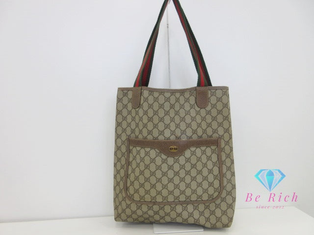 グッチ GUCCI トートバッグ シェリーライン 3902003 GG スプリーム PVC レザー ロゴ キャンバス レザー ベージュ 【中古】【送料無料】 bk10068