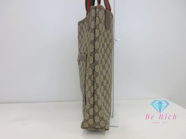 グッチ GUCCI トートバッグ シェリーライン 3902003 GG スプリーム PVC レザー ロゴ キャンバス レザー ベージュ 【中古】【送料無料】 bk10068