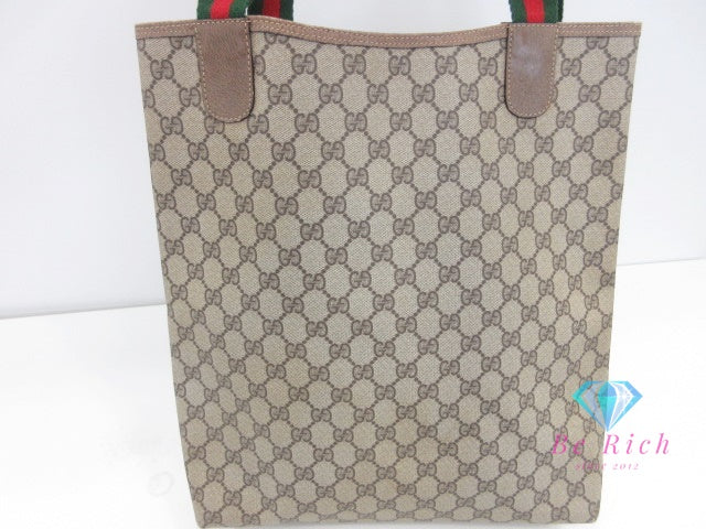 グッチ GUCCI トートバッグ シェリーライン 3902003 GG スプリーム PVC レザー ロゴ キャンバス レザー ベージュ 【中古】【送料無料】 bk10068