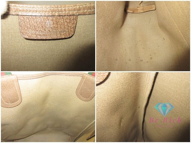 グッチ GUCCI トートバッグ シェリーライン 3902003 GG スプリーム PVC レザー ロゴ キャンバス レザー ベージュ 【中古】【送料無料】 bk10068