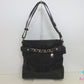 コーチ COACH 2way ショルダーバッグ F18862 シグネチャー サテン チェーン ダッフル 黒 ブラック キャンバス レザー ロゴ 肩掛け 斜め掛け 鞄  【中古】【送料無料】 bk10076