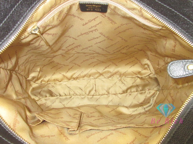 フェラガモ Salvatore Ferragamo トートバッグ DH-21 7305 ブラック 黒 レザー ロゴ ショルダーバッグ ハンドバッグ 鞄 【中古】【送料無料】 bk10097