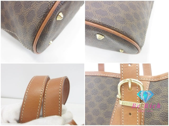 セリーヌ CELINE バケツ型トートバッグ ショルダーバッグ MC98/2 マカダム ブラウン 茶 ロゴ ブラゾン ハンドバッグ 鞄 【中古】【送料無料】 bk10100
