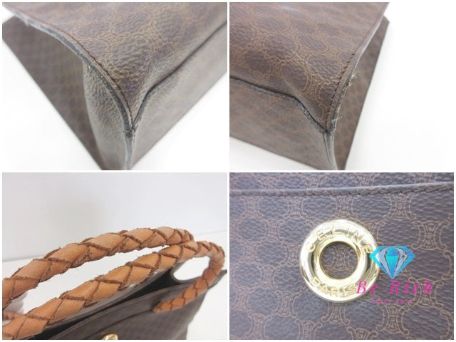 セリーヌ CELINE トートバッグ ハンドバッグ F/05 マカダム ブラウン 茶 ロゴ ブラゾン 手提げ 鞄 【中古】【送料無料】 bk10102