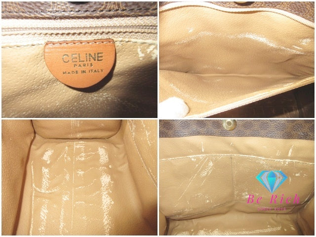 セリーヌ CELINE トートバッグ ハンドバッグ F/05 マカダム ブラウン 茶 ロゴ ブラゾン 手提げ 鞄 【中古】【送料無料】 bk10102