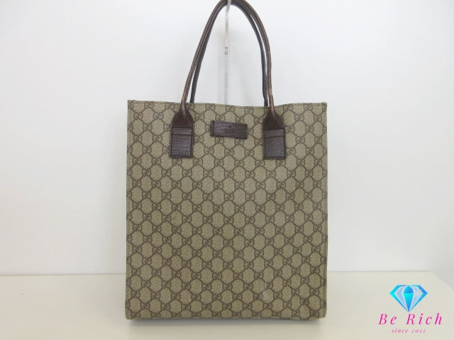 グッチ GUCCI トートバッグ 91249 GG スプリーム ブラウン ベージュ 茶 PVC レザー ロゴ ショルダーバッグ ハンドバッグ 鞄 【中古】【送料無料】 bk10126