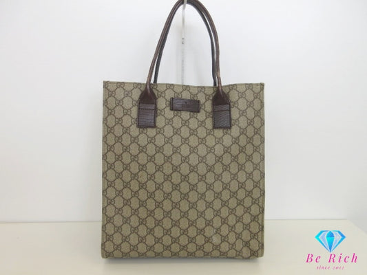 グッチ GUCCI トートバッグ 91249 GG スプリーム ブラウン ベージュ 茶 PVC レザー ロゴ ショルダーバッグ ハンドバッグ 鞄 【中古】【送料無料】 bk10126
