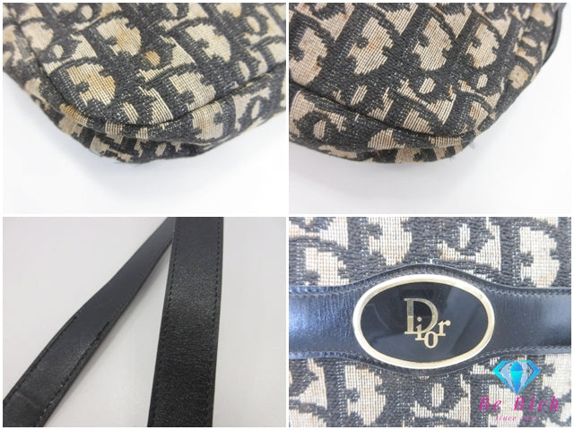 クリスチャン ディオール Christian Dior ショルダーバッグ ポシェット トロッター 黒 ブラック キャンバス レザー 肩掛け 鞄 ヴィンテージ オールド 【中古】【送料無料】 bk10128