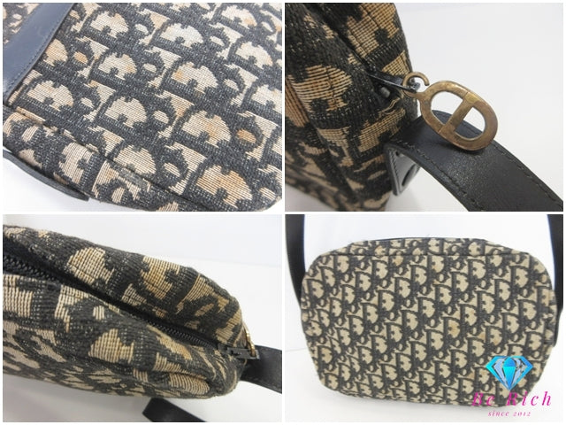 クリスチャン ディオール Christian Dior ショルダーバッグ ポシェット トロッター 黒 ブラック キャンバス レザー 肩掛け 鞄 ヴィンテージ オールド 【中古】【送料無料】 bk10128
