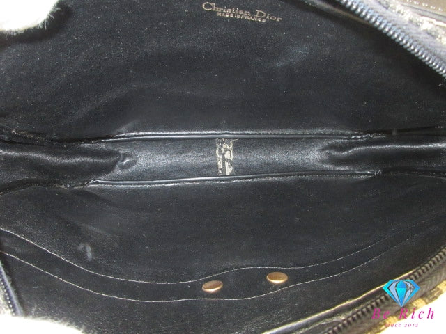 クリスチャン ディオール Christian Dior ショルダーバッグ ポシェット トロッター 黒 ブラック キャンバス レザー 肩掛け 鞄 ヴィンテージ オールド 【中古】【送料無料】 bk10128