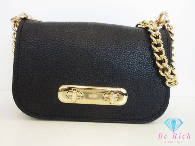 美品 コーチ COACH スワッガー 20 チェーン ミニ ショルダーバッグ ポシェット 87321 黒 ブラック レザー クロスボディ 斜め掛け 鞄 SWAGGER 【中古】【送料無料】 bk10133