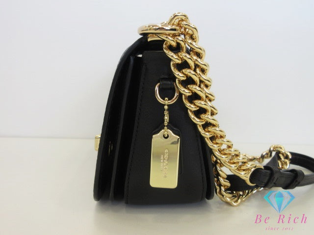 美品 コーチ COACH スワッガー 20 チェーン ミニ ショルダーバッグ ポシェット 87321 黒 ブラック レザー クロスボディ 斜め掛け 鞄 SWAGGER 【中古】【送料無料】 bk10133