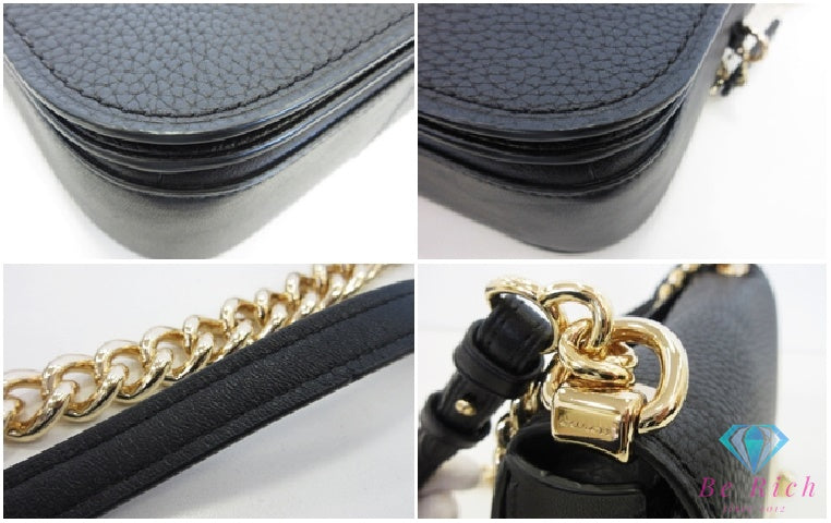 美品 コーチ COACH スワッガー 20 チェーン ミニ ショルダーバッグ ポシェット 87321 黒 ブラック レザー クロスボディ 斜め掛け 鞄 SWAGGER 【中古】【送料無料】 bk10133
