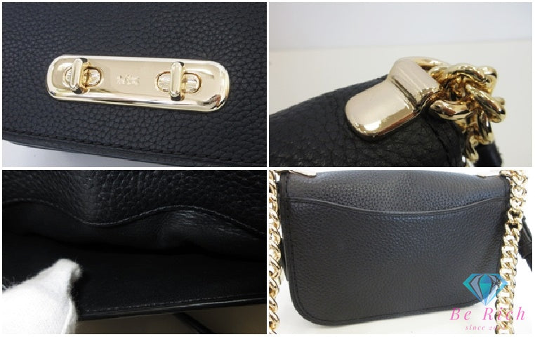 美品 コーチ COACH スワッガー 20 チェーン ミニ ショルダーバッグ ポシェット 87321 黒 ブラック レザー クロスボディ 斜め掛け 鞄 SWAGGER 【中古】【送料無料】 bk10133