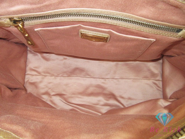 ミュウミュウ miumiu 2way ハンドバッグ ショルダーバッグ ベージュ カーキ レザー ロゴ トートバッグ 鞄 【中古】【送料無料】 bk10136