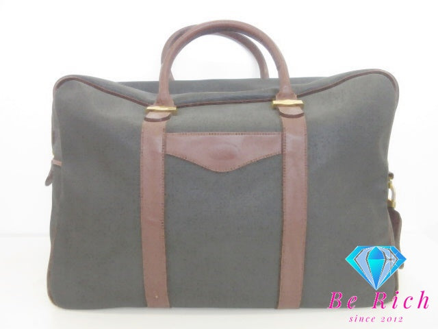 ダンヒル dunhill ボストンバッグ ハンドバッグ ブラック 黒 ブラウン 茶 PVC レザー ロゴ 手提げ トラベル 旅行 鞄 【中古】【送料無料】 bk10139