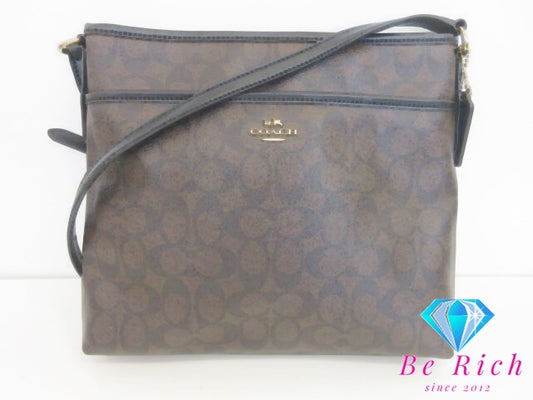 コーチ COACH ショルダーバッグ F58297 シグネチャー ファイルバッグ ブラウン PVC レザー ロゴ 肩掛け 斜め掛け 鞄 【中古】【送料無料】 bk10146