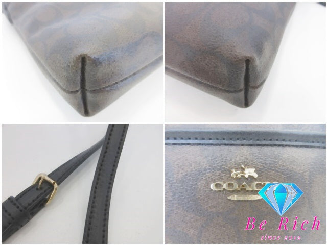コーチ COACH ショルダーバッグ F58297 シグネチャー ファイルバッグ ブラウン PVC レザー ロゴ 肩掛け 斜め掛け 鞄 【中古】【送料無料】 bk10146