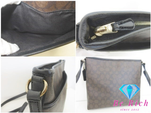 コーチ COACH ショルダーバッグ F58297 シグネチャー ファイルバッグ ブラウン PVC レザー ロゴ 肩掛け 斜め掛け 鞄 【中古】【送料無料】 bk10146
